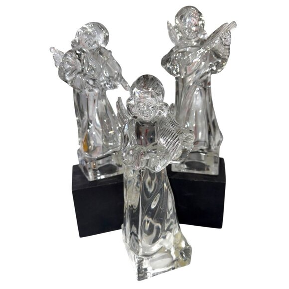 3 Mikasa Herald Collection Lead Crystal Angels Musical Instrument Germany 8.5" - Picture 1 of 11